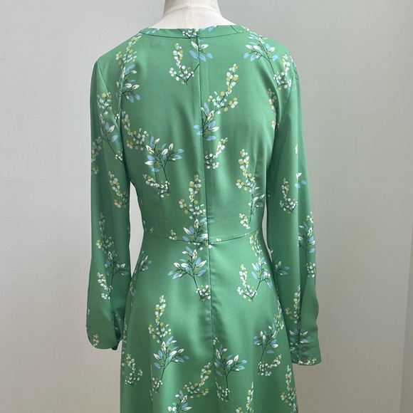 LOFT Green Floral Long Sleeve Dress - Picture 3 of 5